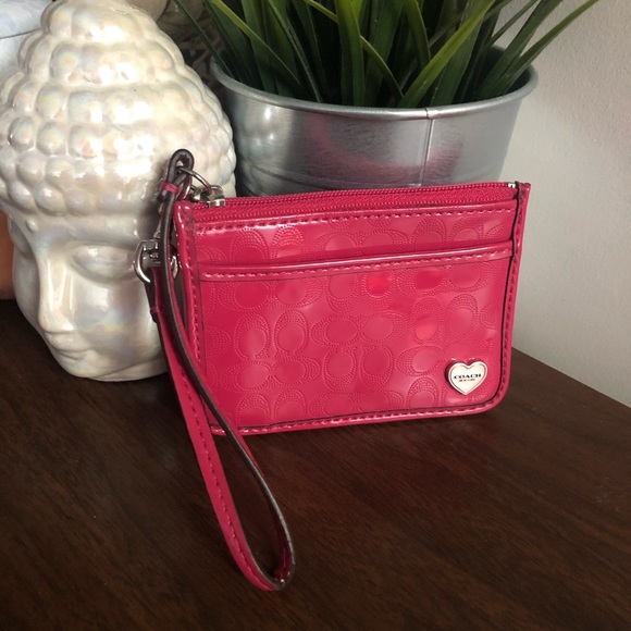 Coach Hot Pink Heart Card & Key Holder